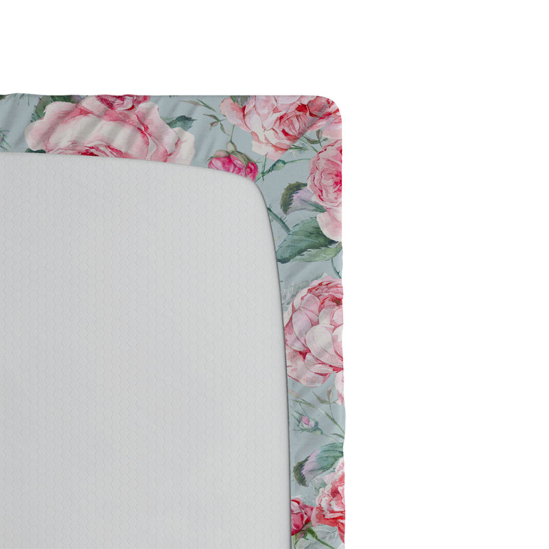 Drap-housse floral Ambesonne, Bleu pâle, rose pastel / floral, Drap-housse de taille très grand