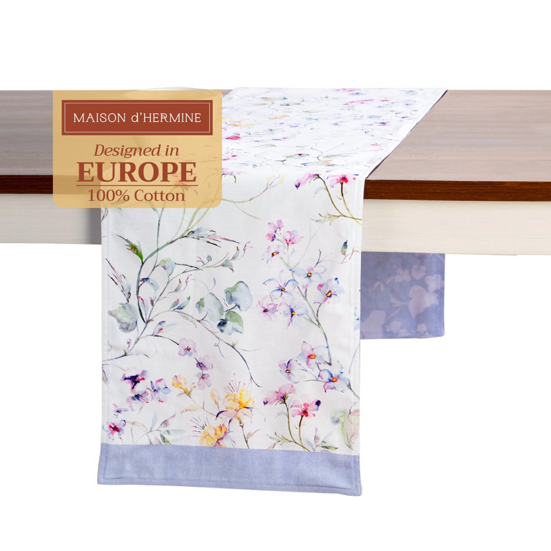 Maison d' Hermine Table Runner 100% Cotton Double Layer Table Runners 72 inches Long Decorative for Home Kitchen Dining Valentines Day Decorations Spring Summer (Summer Floral, 14.5" x 72")