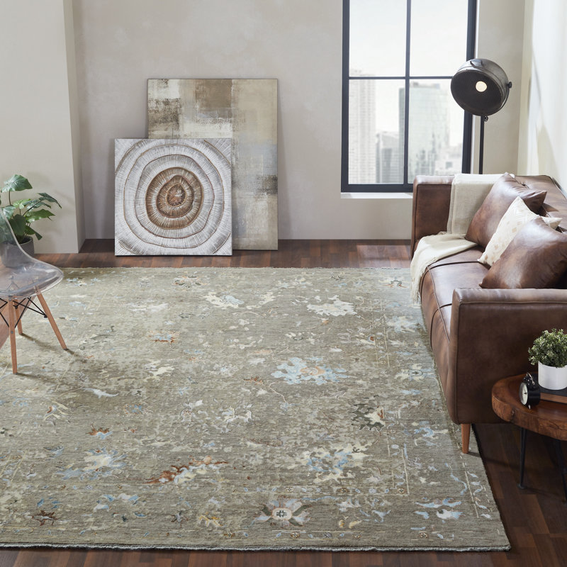 Tapis noué à la main Jiron Desert Bloom, Tapis de couloir 2 pi 6 po x 10 pi