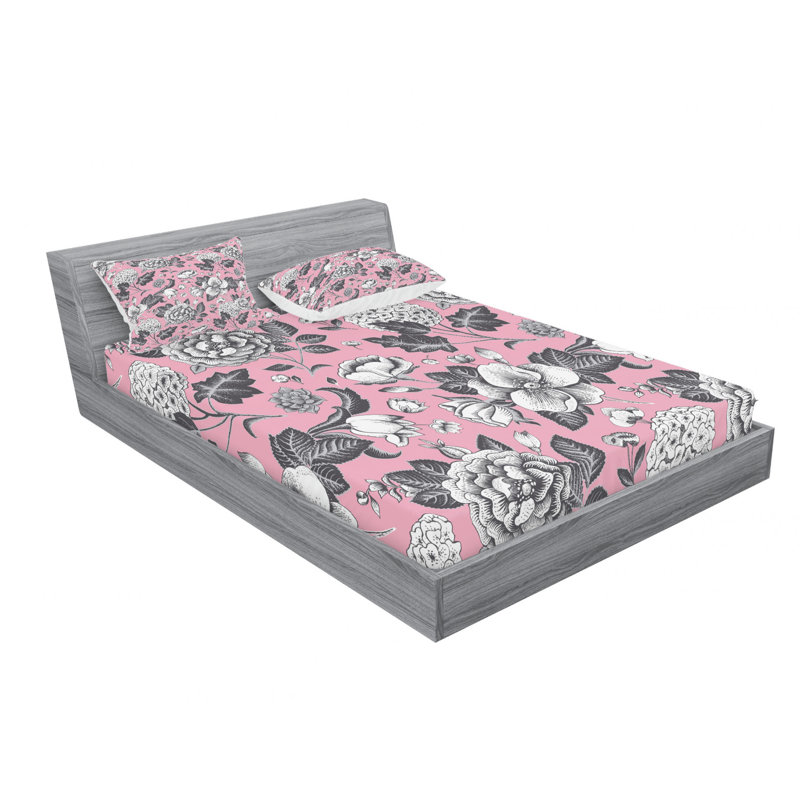 Microfiber Sheet Set, Queen Sheet Set with Fitted Sheet, Floral 4