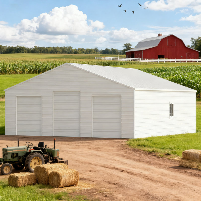 39FT X 39FT Metal Barn – Heavy-Duty Steel Building With 3 Rolling Doors Metal Garage Storage Shed - The Customer Must Have Unloading Capabilities, Such As A Forklift Or Crane