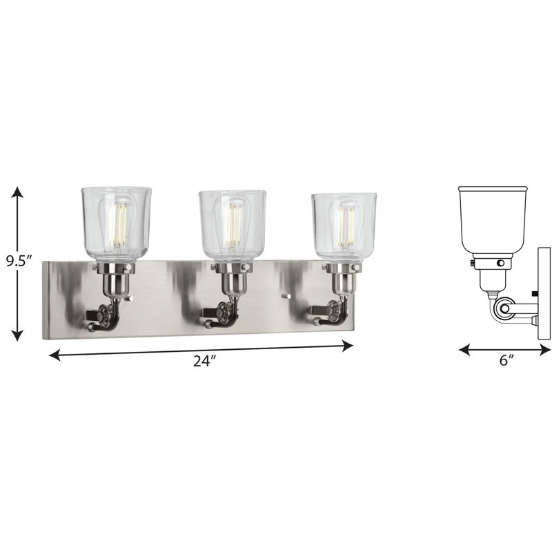 Daimar 3 - Light Dimmable Vanity Light, Brushed Nickel