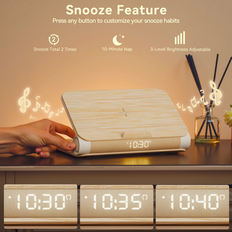 George Oliver Sunrise Alarm Clock With Book Lamp, Wireless Charger ...