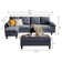 102.4" Wide Sofa with Storage Ottoman and Long Bench with Coffee Table