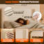 Structure de lit tapissier avec tête de lit à oreilles, lit plateforme amélioré avec éclairage à DEL intégré, base de support à 9 points, assemblage simplifié, cuir synthétique, chêne naturel, double-207161094-207161095