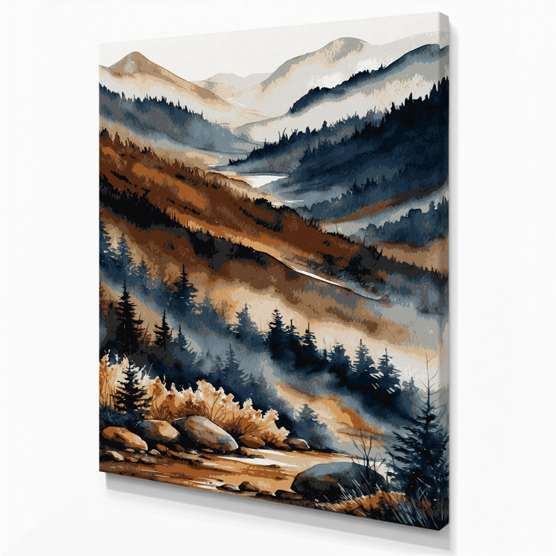 «Watercolor Landscape 51», art mural sur toile mauve, H 11 po x l 14 po