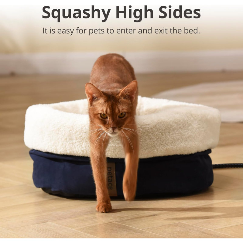 Lit chauffant pour chat avec minuterie d'arrêt automatique, lit chauffant pour animaux de compagnie à température réglable 17,7 po x 13,7 po pour chatons, chats, chiots et petits chiens, bleu