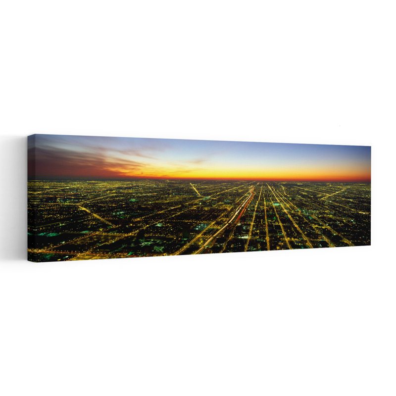 «Evening Chicago Il Abstract Contemporary City Sunset», art mural, H 36 po x l 12 po