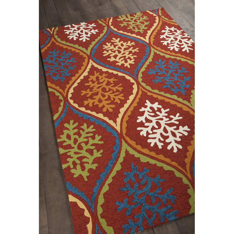 Tapis intérieur / extérieur rouge, bleu, jaune, blanc, orange et vert Terra Authentic, Rectangle 5 pi x 7 pi 6 po
