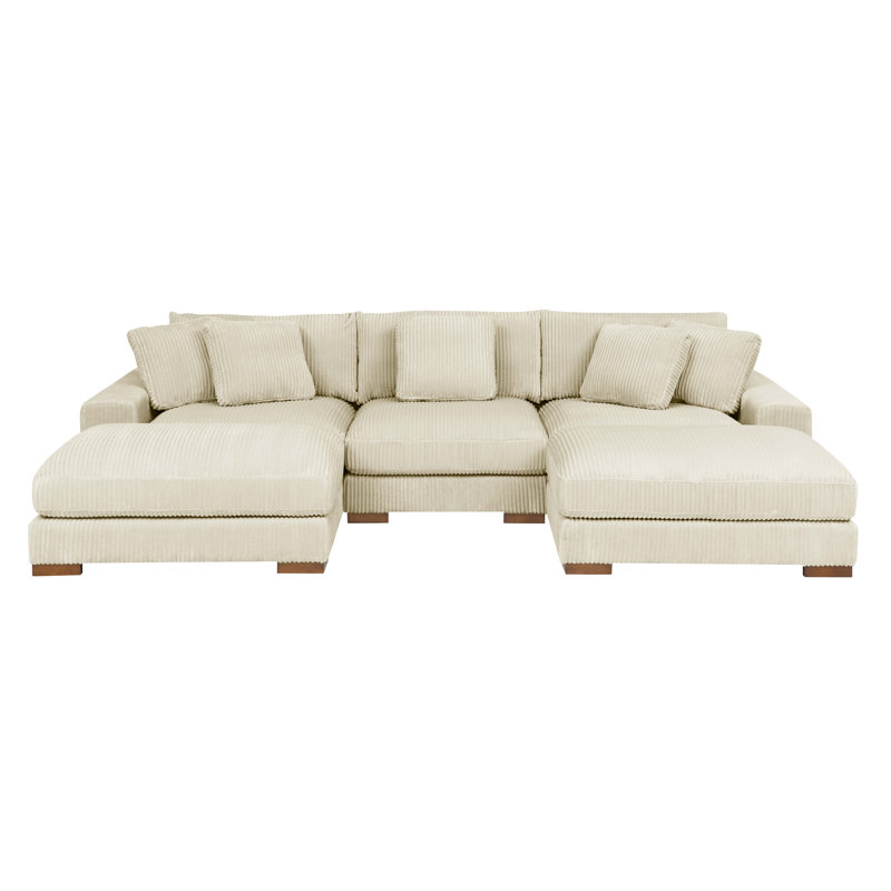 Ballymena Modular Corduroy Sectional, Beige Corduroy