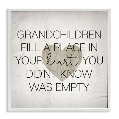 Heartwarming Grandchildren Quote Rustic Country Heart Symbol by Daphne Polselli - Print
