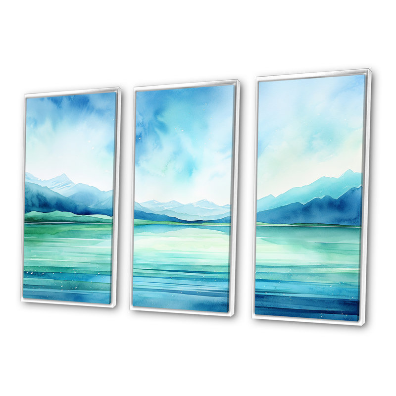 Ensemble de salon Hanzalah - Aurora Borealis, Cadre flottant blanc, H 32 po x l 48 po x P 1 po