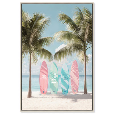 Pastel Surfboards in the Sun Canvas Trendy Coastal Print by