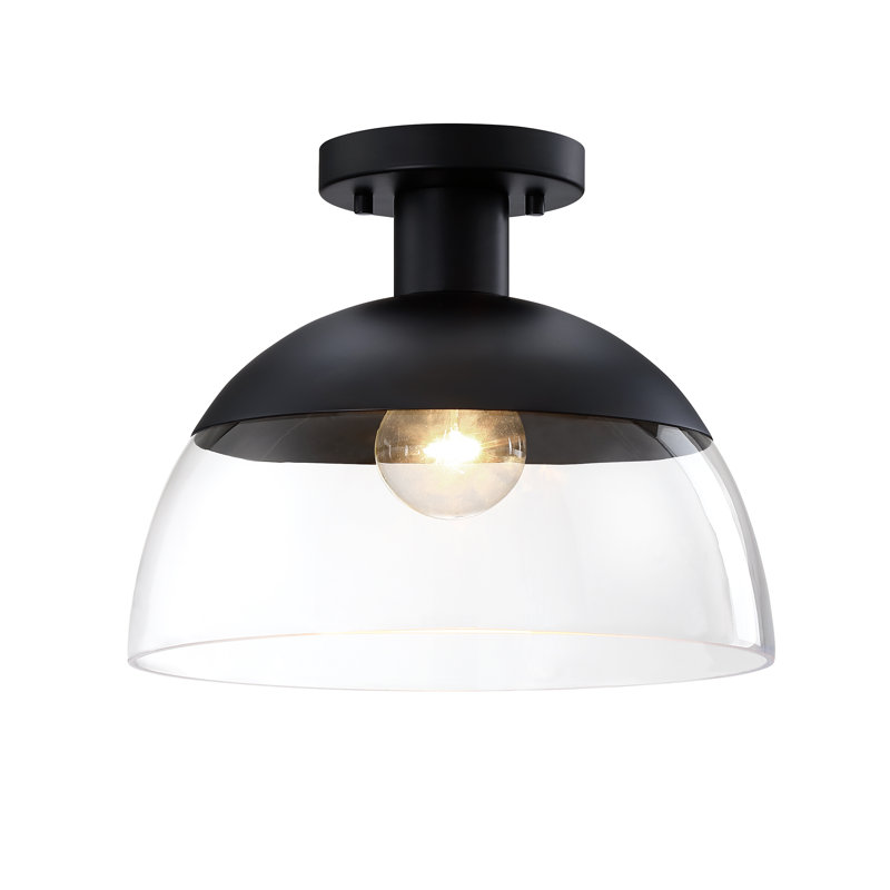 Wiljo Glass Semi Flush Mount, Matte Black