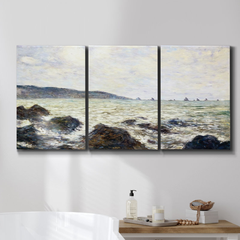 «The Park» par Monet sur toile, reproduction de 3 pièces, H 48 po x l 96 po x P 2 po