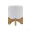 5" CHEVRON PLANTER W/ STAND, WHITE