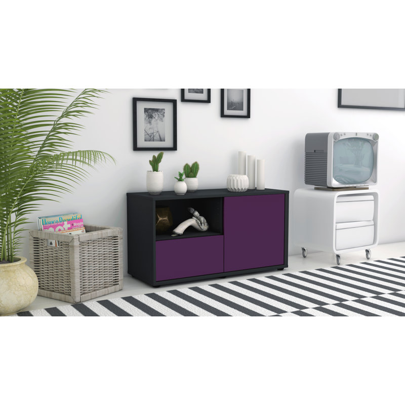 Jordy 92 cm W Chest of Drawers, Purple / Matte Anthracite