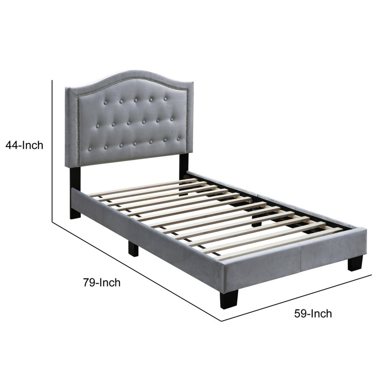 Upholstered Platform Bed, Dark Gray, Full