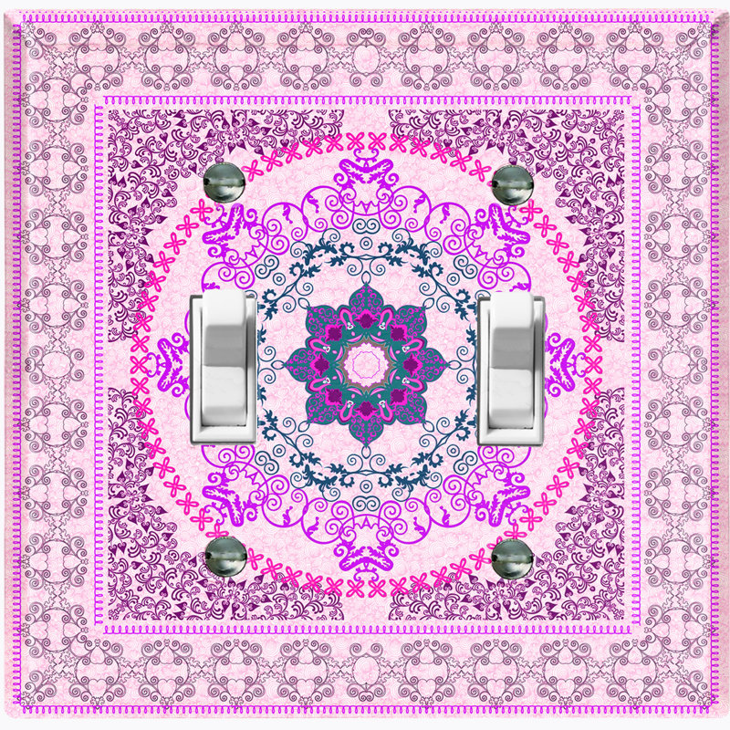 Plaque murale à 2 interrupteurs à bascule brun clair Elegant Mesa Tile, Rose