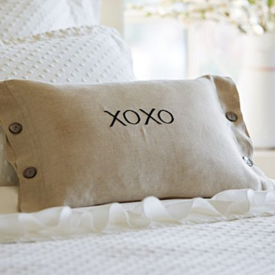 Hugs & Kisses Linen Boudoir Pillow