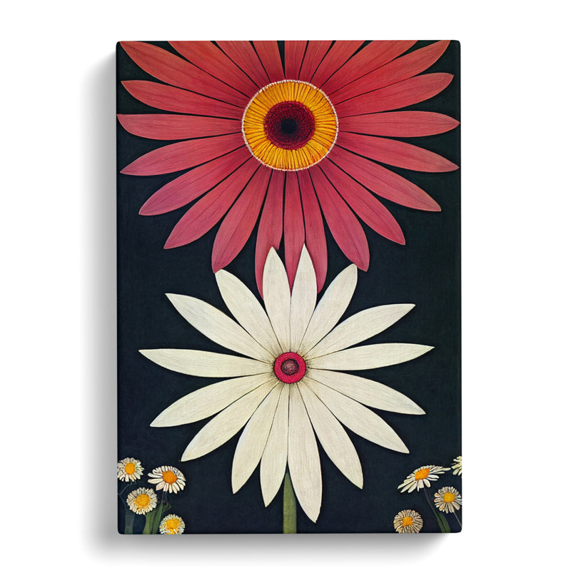 Daisy Flower Retro Vol.1 - Wall Art, 50cm H x 35cm W x 3cm D, Wrapped Canvas
