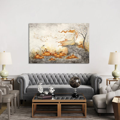 Whispers In The Pumpkin Patch by Amy Brown - Wrapped Canvas Print