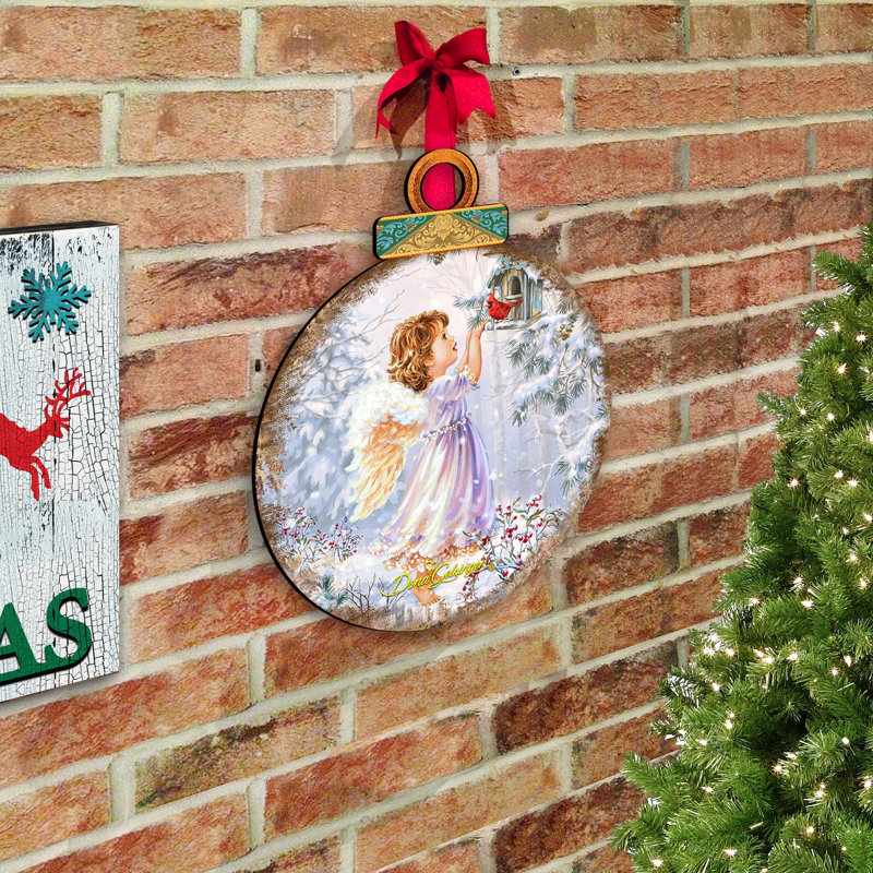 Figurine de jardin en forme de boule de noël et de porte