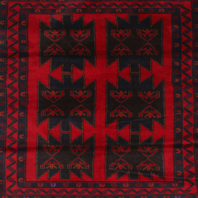 Tapis traditionnel rouge / noir