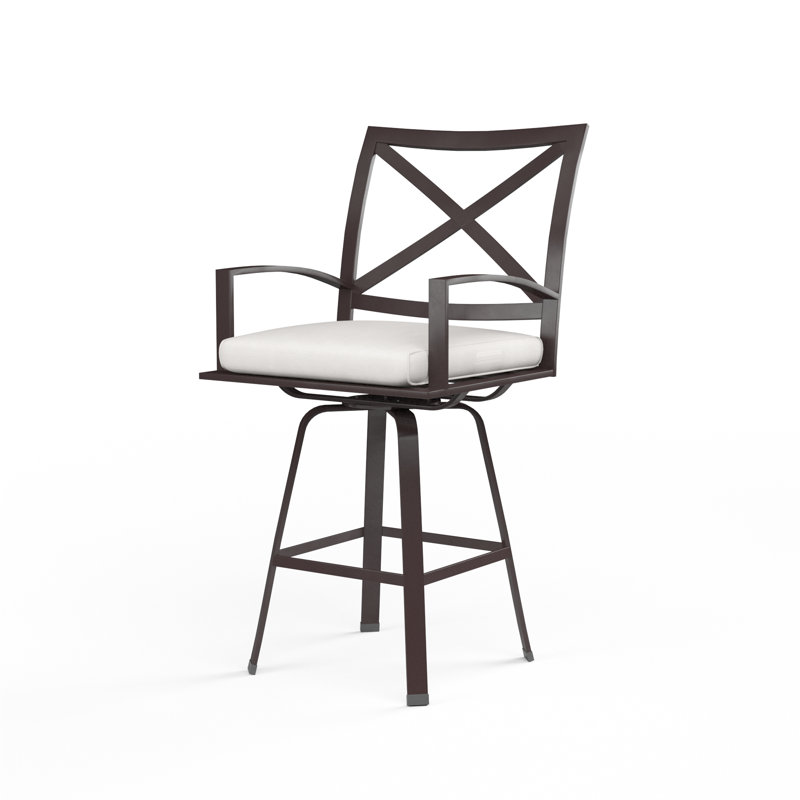 La Jolla Outdoor Swivel Bar Stool, Canvas Flax Sunbrella®, Counter Stool (30" Seat Height)