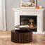 Table basse ronde de 27,56 pouces de couleur brune avec plateau relevable et base piédestal