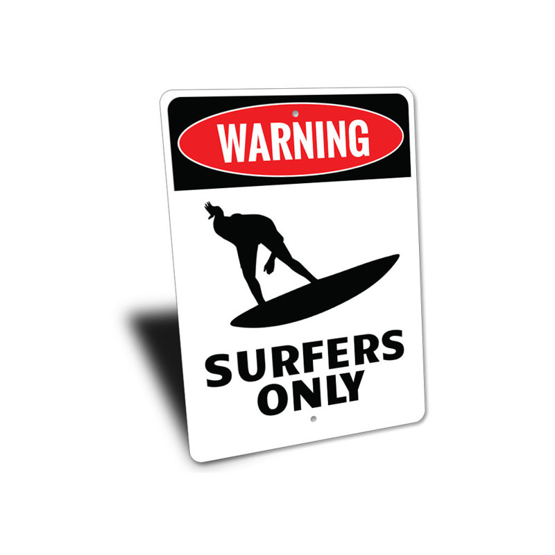 Panneau en aluminium Surfers Only, H 18 po x l 12 po x P 0,06 po
