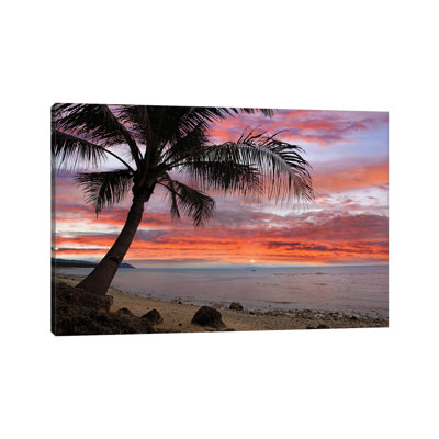 Coconut Palm at Sunset Near Dimiao, Bohol Island, Philippines 1 Piece Wrapped Canvas Wall Art
