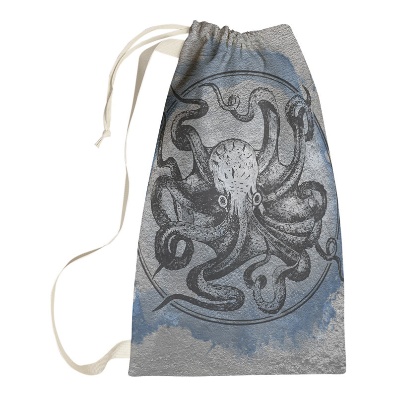 Sac à linge rétro octopus Hansard, Bleu, Moyen (H 64 po x l 20 po x P 1,5 po)