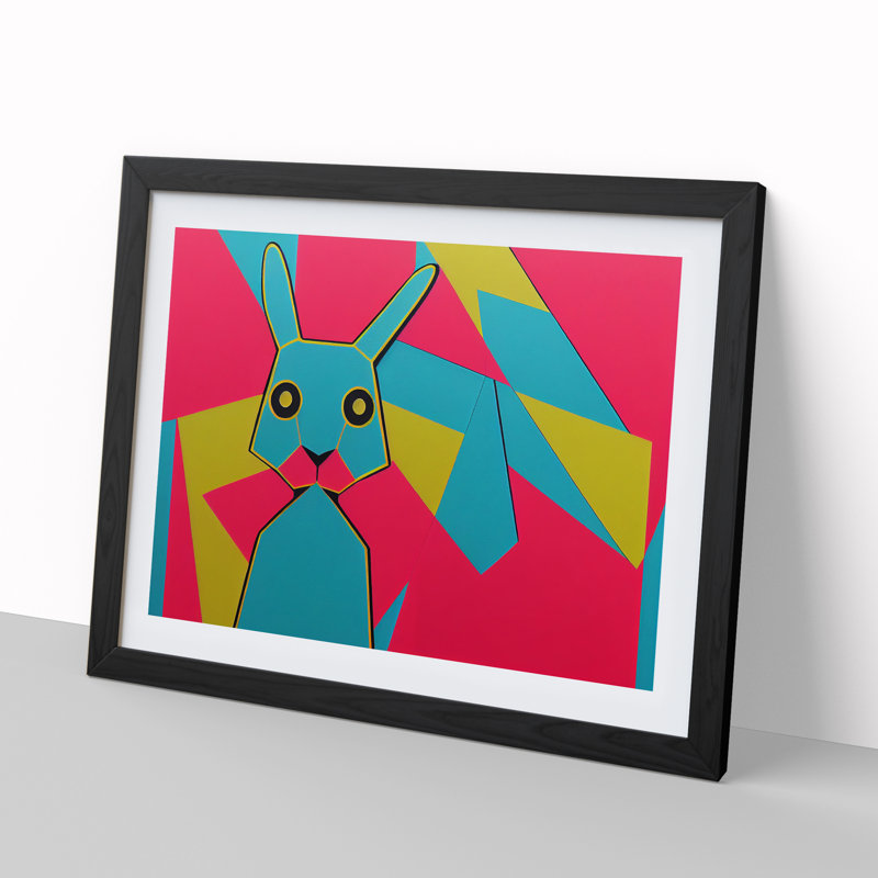 Abstract Rabbit Art - Framed Print, Black, 46cm H x 64cm W x 2cm D