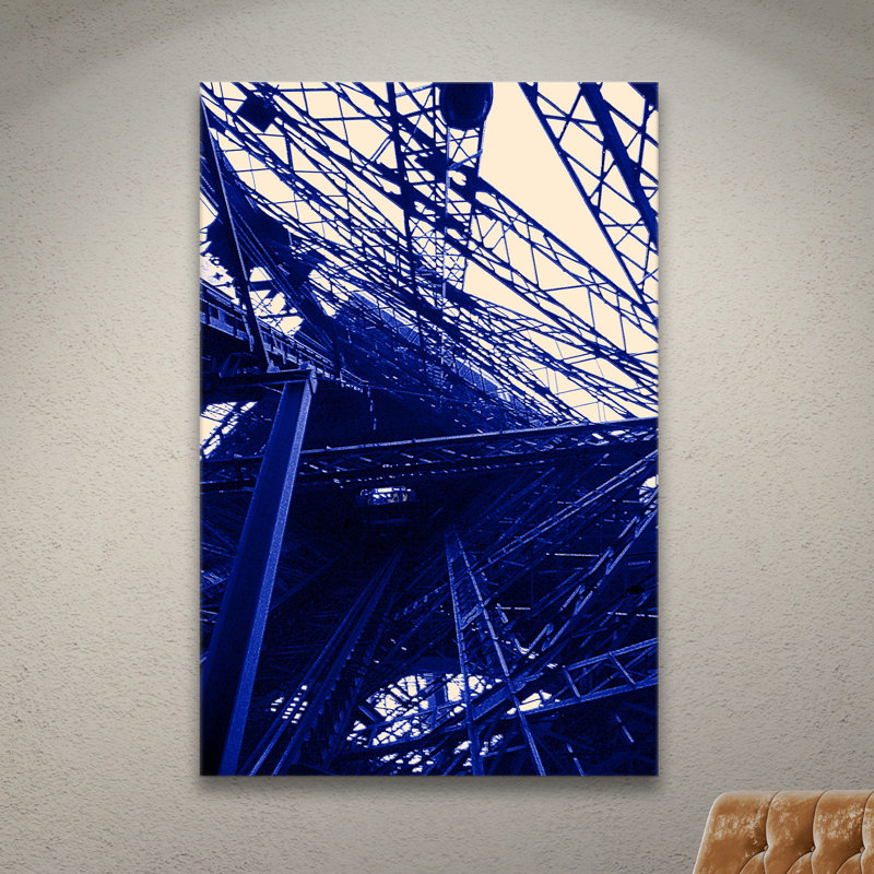 Paris Blue Eiffel Tower Canvas Print in Blue Hues
