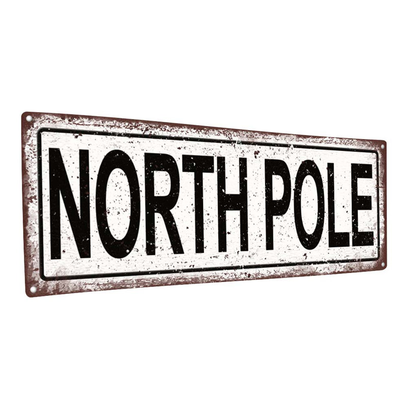 Plaque de Noël en métal North Pole, H 4,25 po x l 11,5 po x P 0,04 po