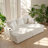 Welike 84" W x 52" D x 33.5" H Corduroy 3-Seater Sofa with Footstool Storage and Cup Holders-129166693