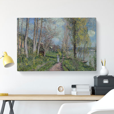 Banks Of The River Seine by Alfred Sisley - Wrapped Canvas Painting