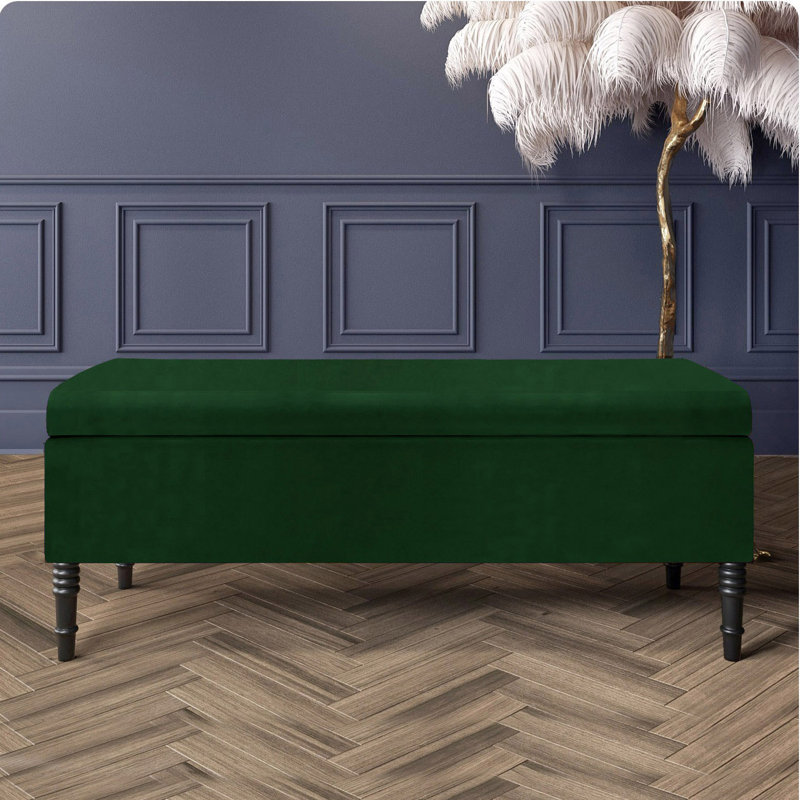 Paris Plain Ottoman Storage Bench - Plush Velvet Shoe Bench - Upholstered Footstool with Storage, 50cm H x 120cm W x 40cm D