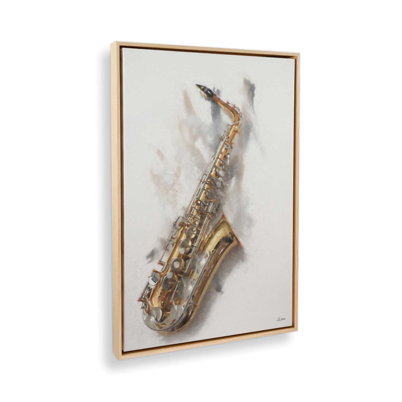 «Saxy Horn I» par Lori Deiter, reproduction d'art, L 32 po x H 48 po, Tanné, Framed Canvas