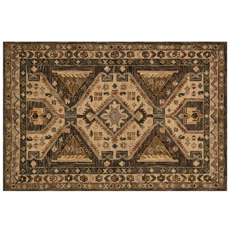 Braun Hand Hooked Wool Oriental Indoor Rug, Rectangle 5' x 7'