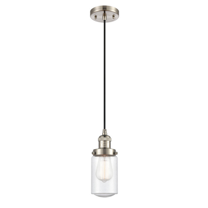 Luminaire suspendu 1 lumières scolaire single Saroyan, Grainé, Nickel satiné brossé, Ampoule DEL 6 watts Vinage