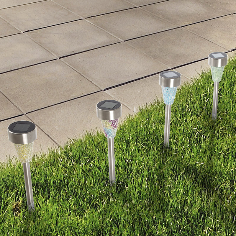 Mosaic Multicolor Solar Powered Integrated LED Metal Pathway Light Pack