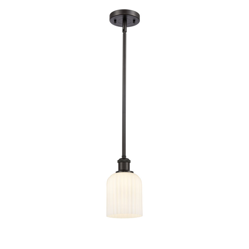 Luminaire suspendu 5 lumières Ballston Addeline, Bronze frotté à l'huile, Blanc brillant