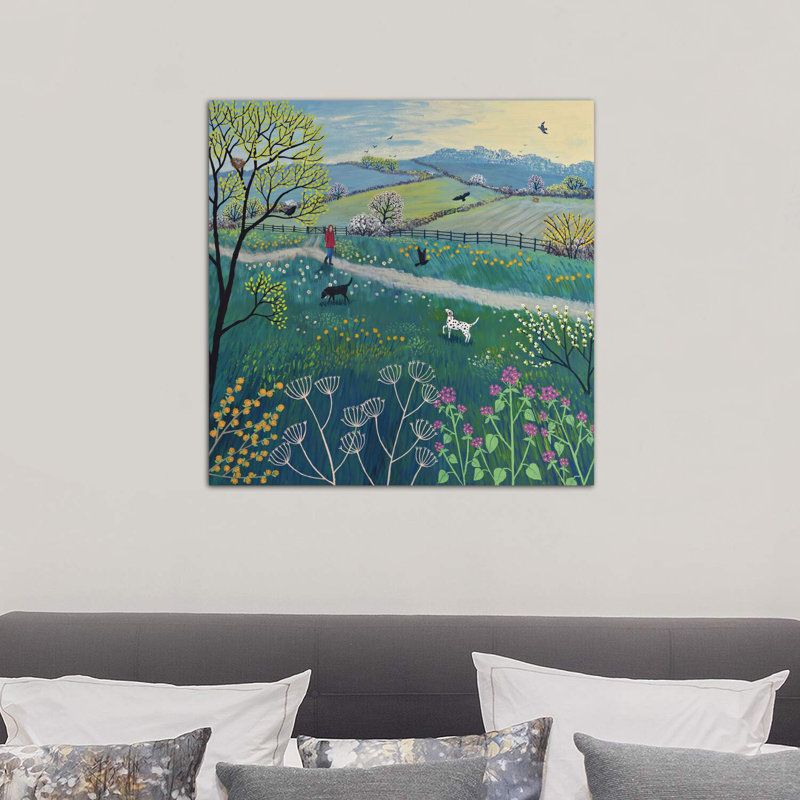 «Spring Walk» par Jo Grundy - impression d'art graphique, Toile tendue, H 26 po x l 26 po x P 1,5 po