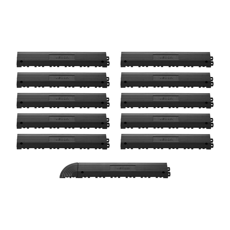 Ensemble de bordure de transition, bordure de plancher de garage droite durable, matériau en PP, installation facile, protection de bord pour piscine de restaurant humide, compatible uniquement avec les tapis de drainage, noir