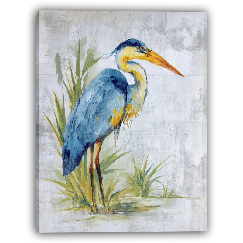 Shoreline Heron, art mural sur toile tendue, H 24 po x l 16 po