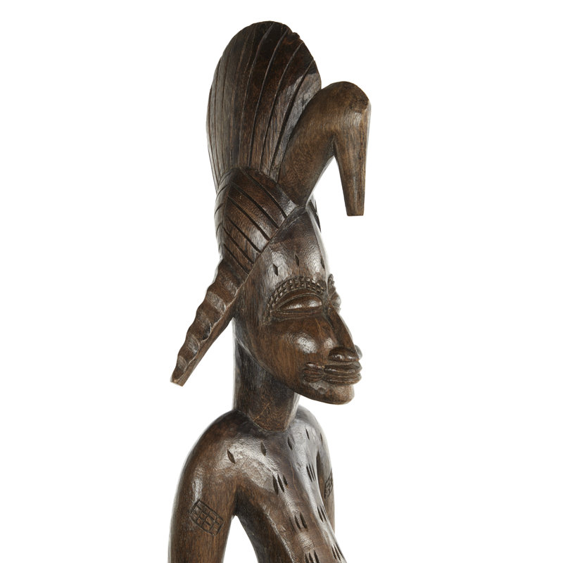 Statue senufo en bois de ancestral baobab brun à la main