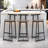 Set Of 3 Bar Stools With Backrest, Footrest And Metal Frame