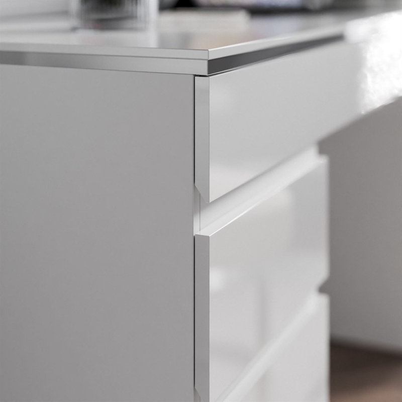 Standing Desk, White Gloss/Silver
